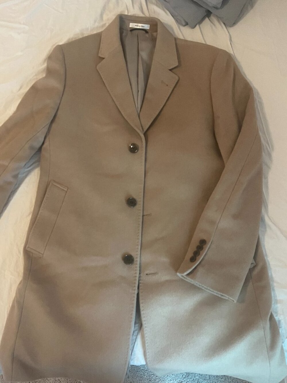 Lauren Ralph Lauren Camel Wool Blend Topcoat Chesterfield Overcoat Men's Size M